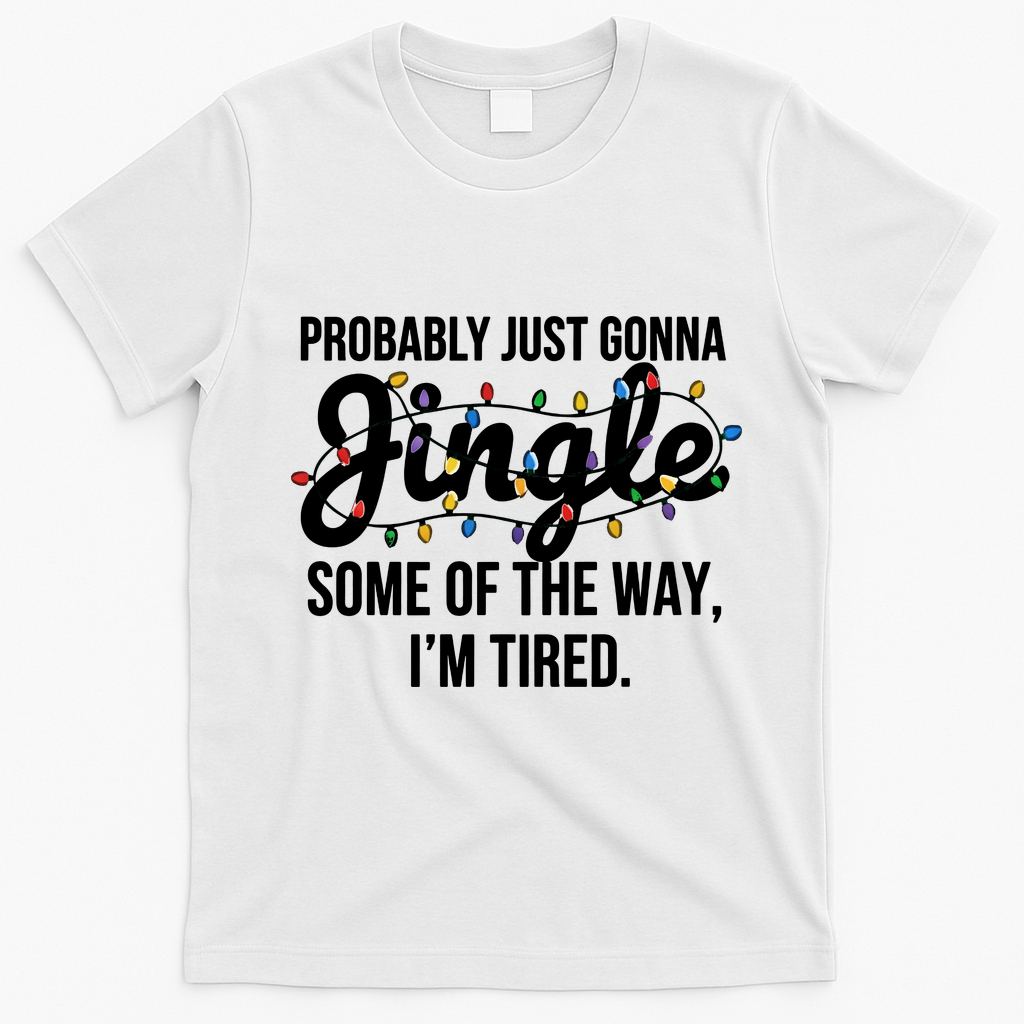 Probably Just Gonna Jingle Some Of The Way I'm Tired Funny Christmas  T-Shirt - White