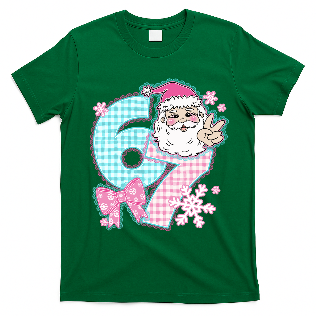 Preppy Lace 67 Santa Peace Six Seven T-Shirt - Irish Green