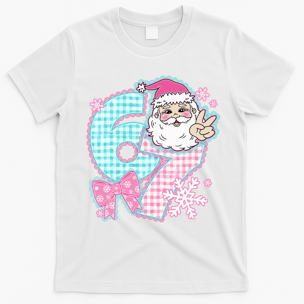 Preppy Lace 67 Santa Peace Six Seven T-Shirt - White