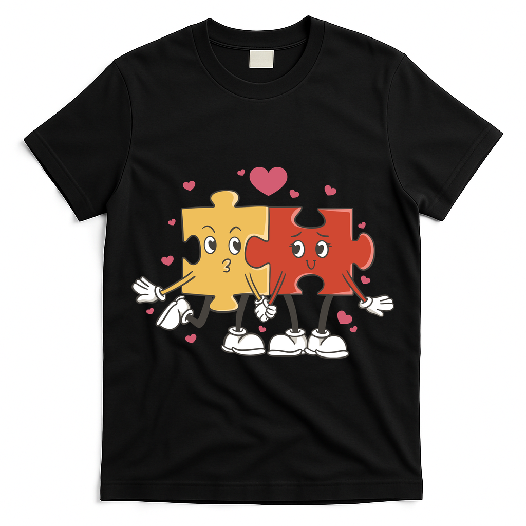 Puzzle Love Cartoon T-Shirt