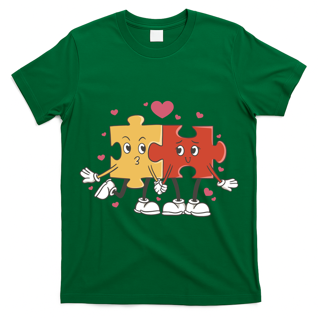 Puzzle Love Cartoon T-Shirt