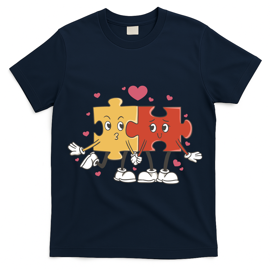Puzzle Love Cartoon T-Shirt