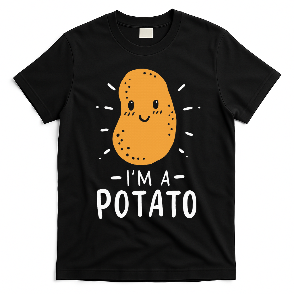 Potato Lazy Costume Halloween Vegan Kawaii T-Shirt - Black