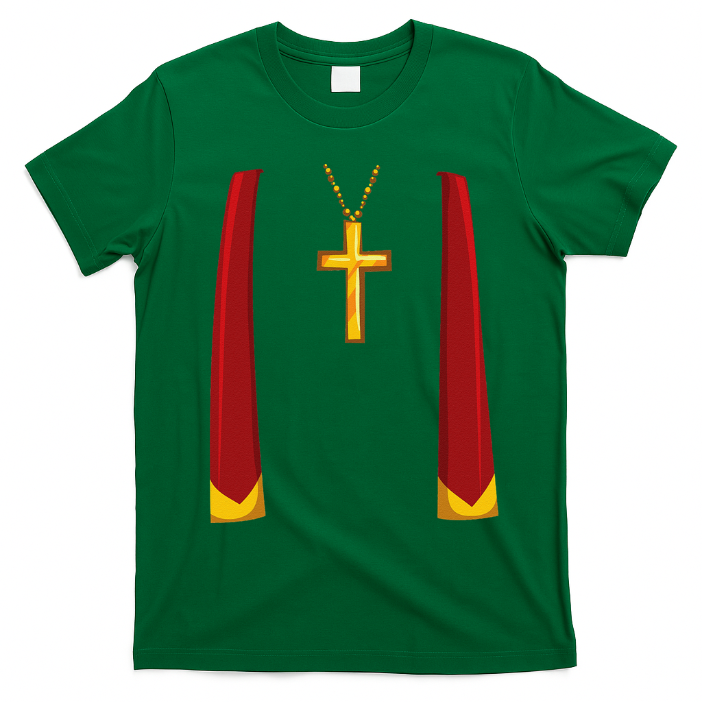 Priest Lazy DIY Halloween Costume Minister Pastor Preacher T-Shirt - Irish Green