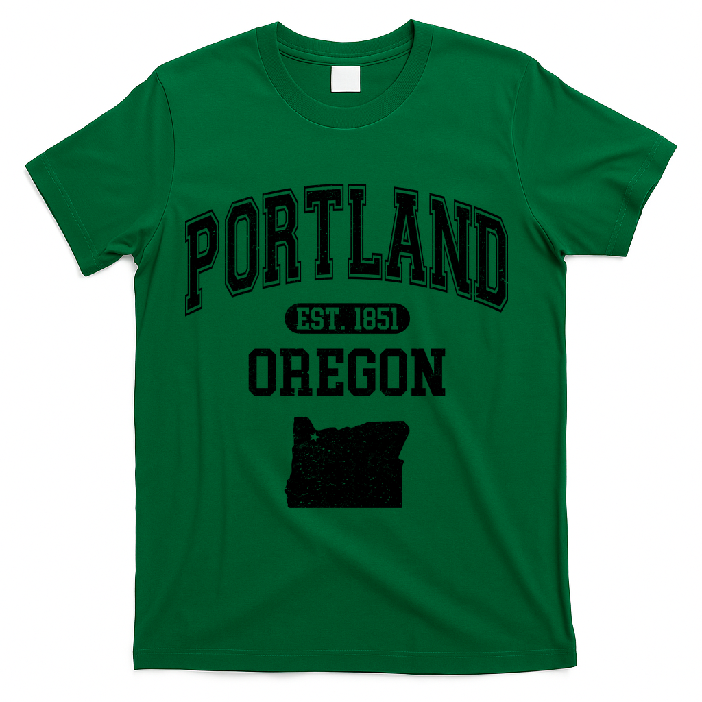 Portland Oregon Est 1851 Varsity T-Shirt - Green