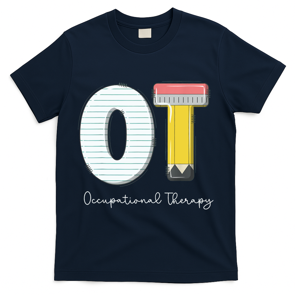 Pediatric Occupational Therapy Cute Pencil Back To School T-Shirt - Navy