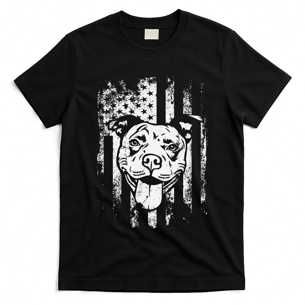 Patriotic Pitbull American Flag Dog Lover T-Shirt