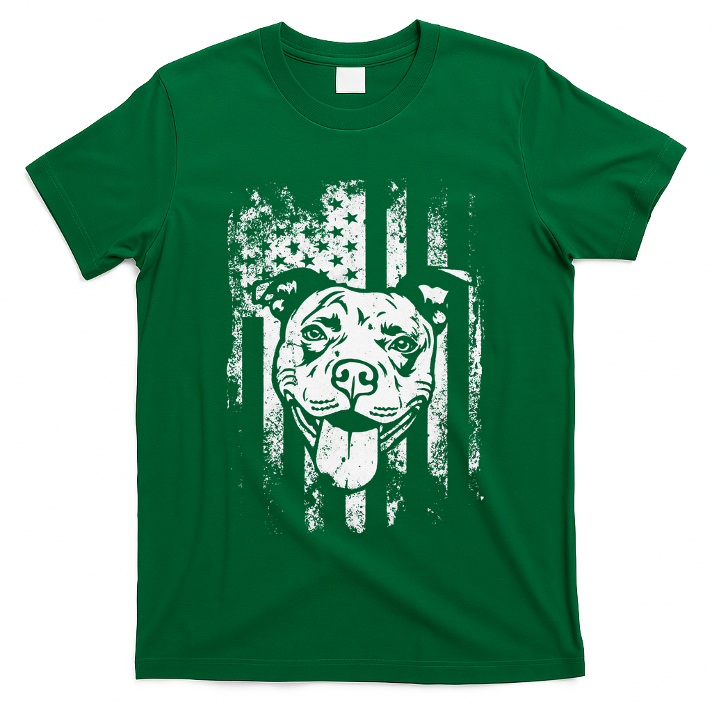 Patriotic Pitbull American Flag Dog Lover T-Shirt
