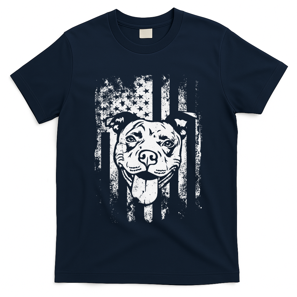 Patriotic Pitbull American Flag Dog Lover T-Shirt