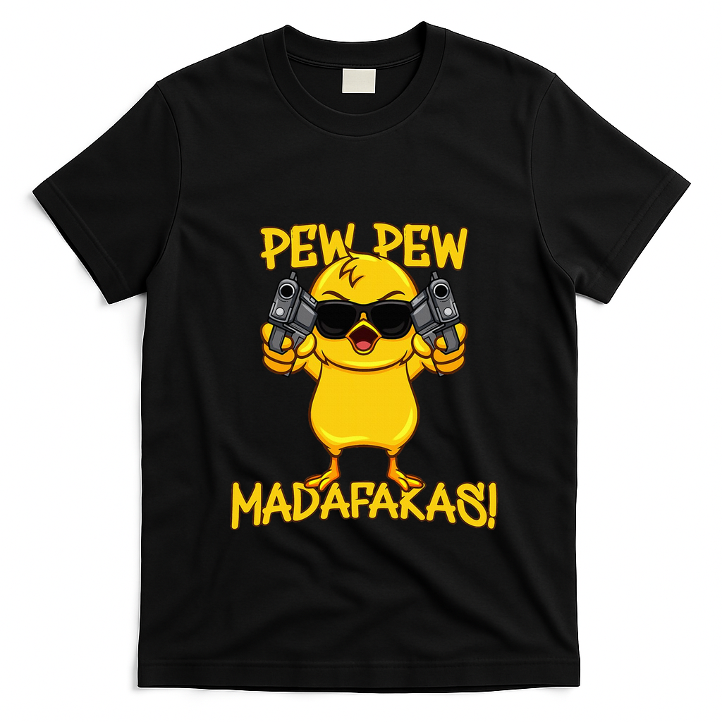 Pew Pew Duck Funny Madafakas T-Shirt - Black
