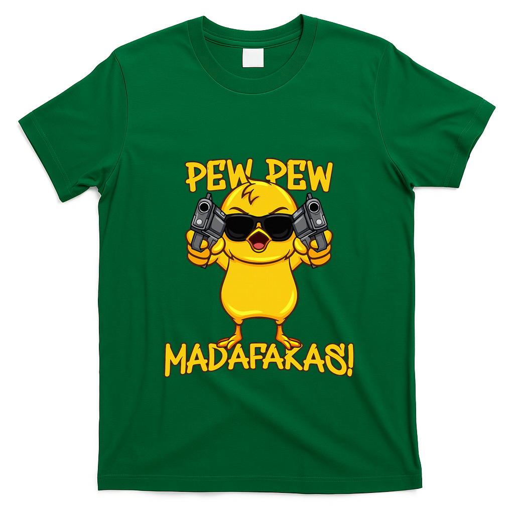 Pew Pew Duck Funny Madafakas T-Shirt - Irish Green