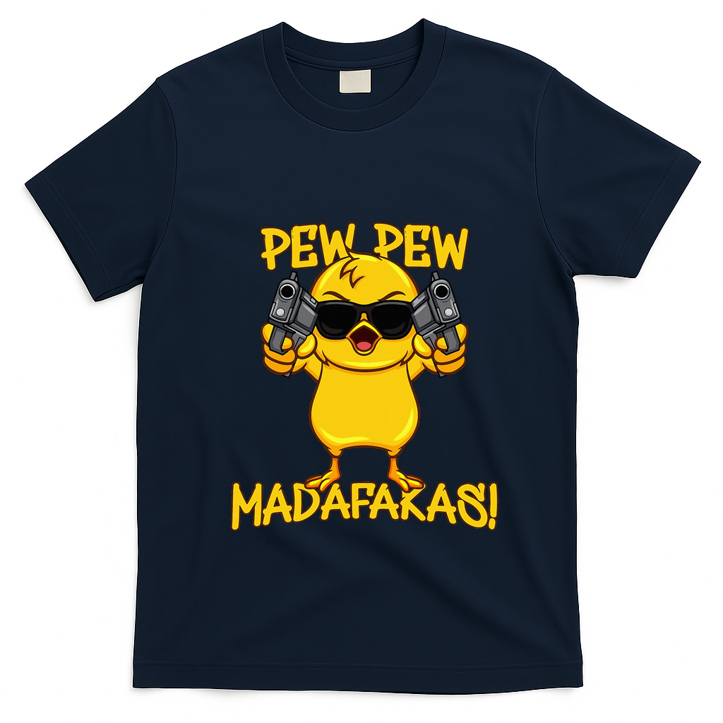 Pew Pew Duck Funny Madafakas T-Shirt - Navy Blue