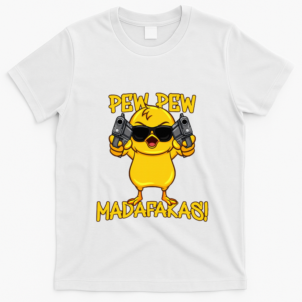 Pew Pew Duck Funny Madafakas T-Shirt - White