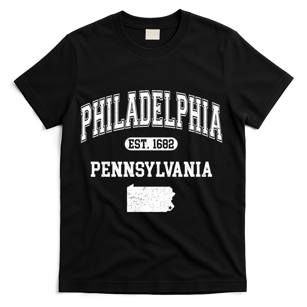 Philadelphia Pennsylvania Est 1682 Varsity T-Shirt - Black