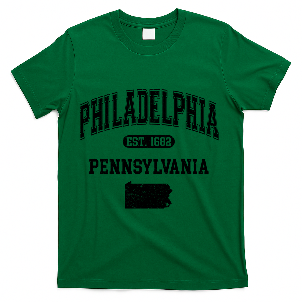 Philadelphia Pennsylvania Est 1682 Varsity T-Shirt - Green
