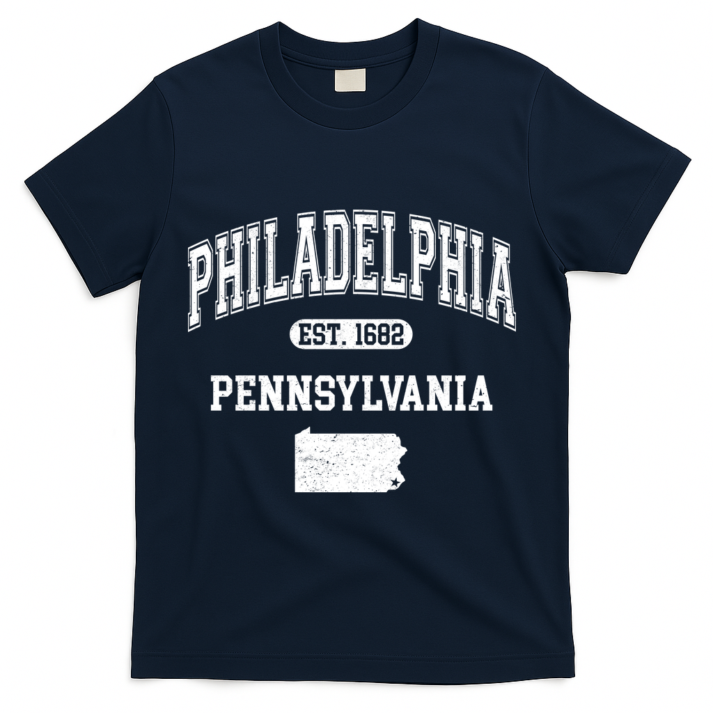 Philadelphia Pennsylvania Est 1682 Varsity T-Shirt - Navy