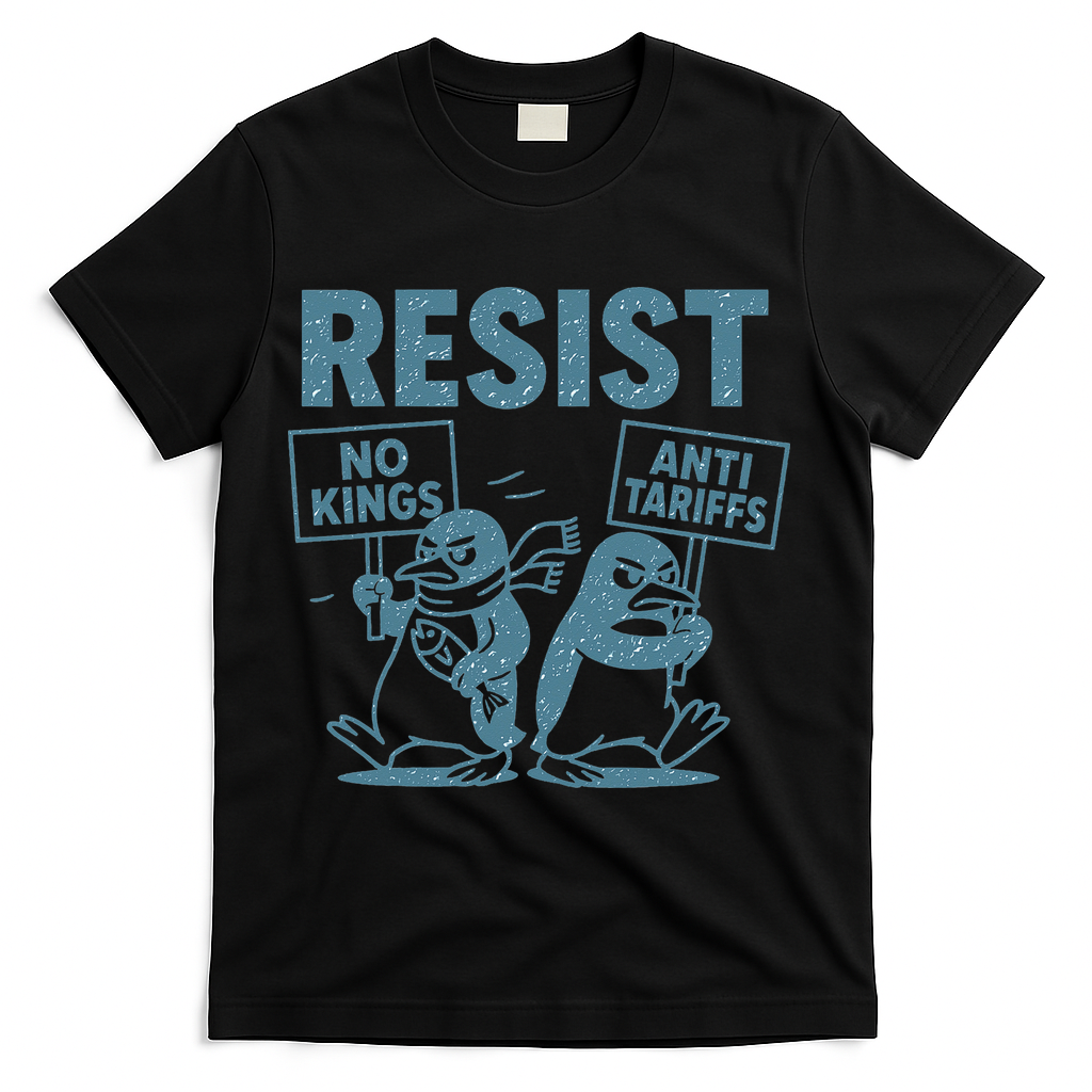 Penguin Resist Graphic Vintage Arctic Protest T-Shirt - Black
