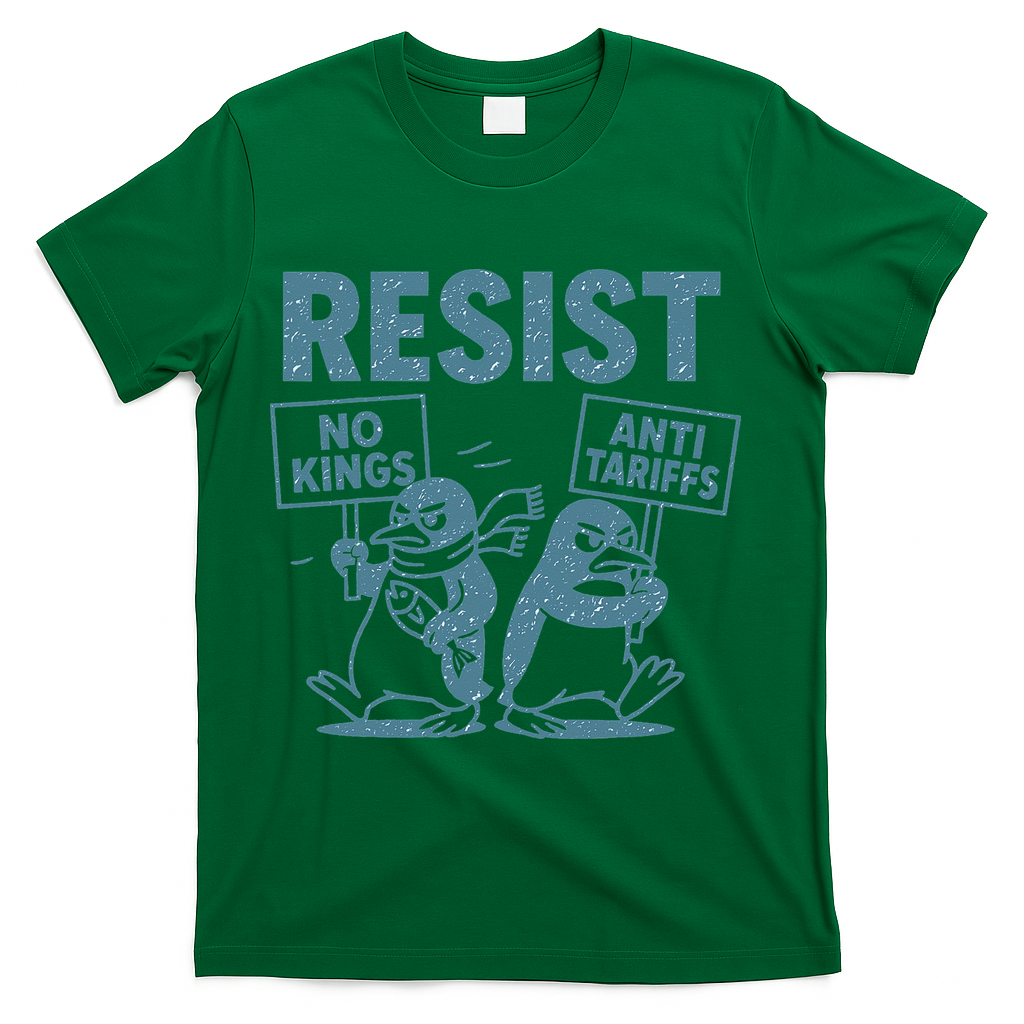 Penguin Resist Graphic Vintage Arctic Protest T-Shirt - Green