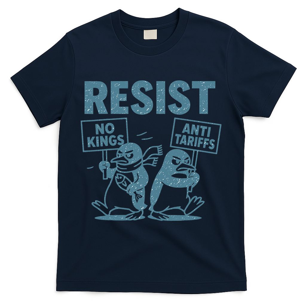 Penguin Resist Graphic Vintage Arctic Protest T-Shirt - Navy