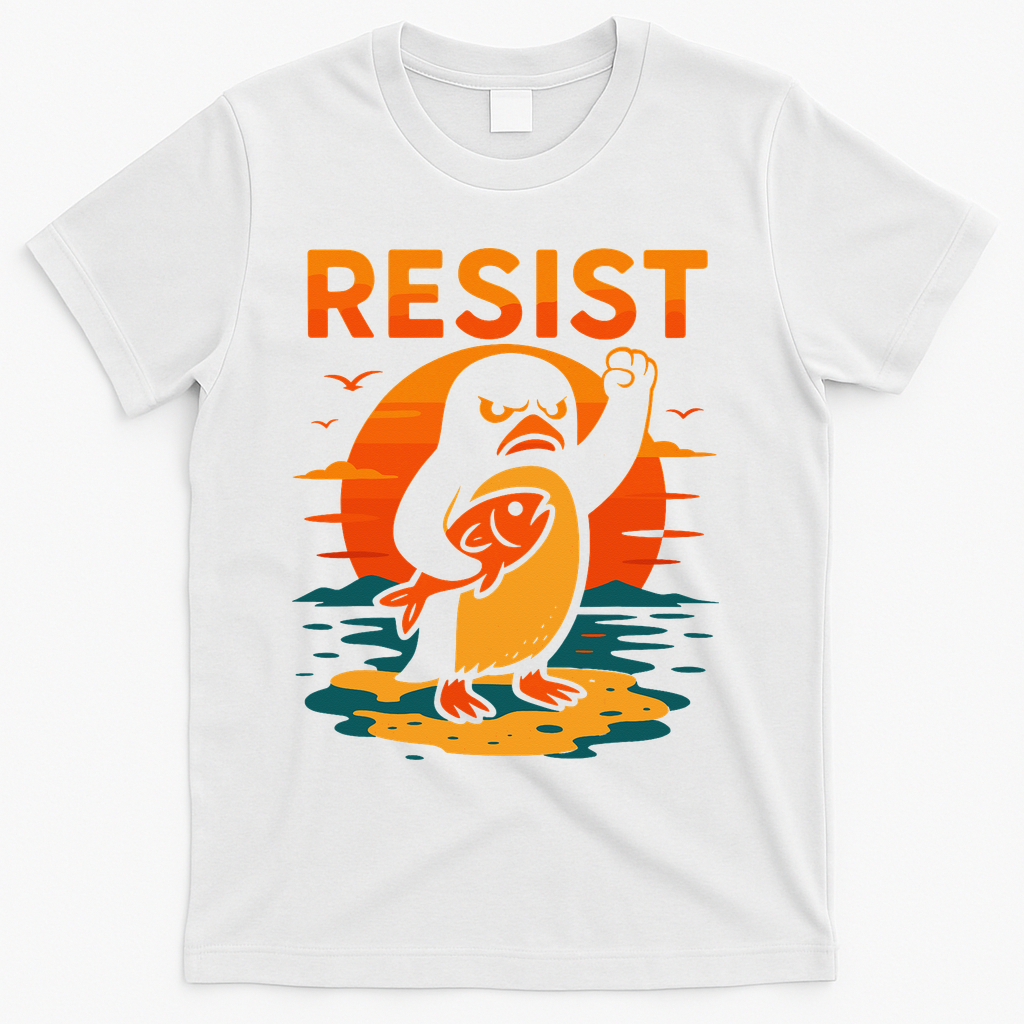 Penguin Resist Vintage Penguin Resist Cool Penguins Resist T-Shirt - White