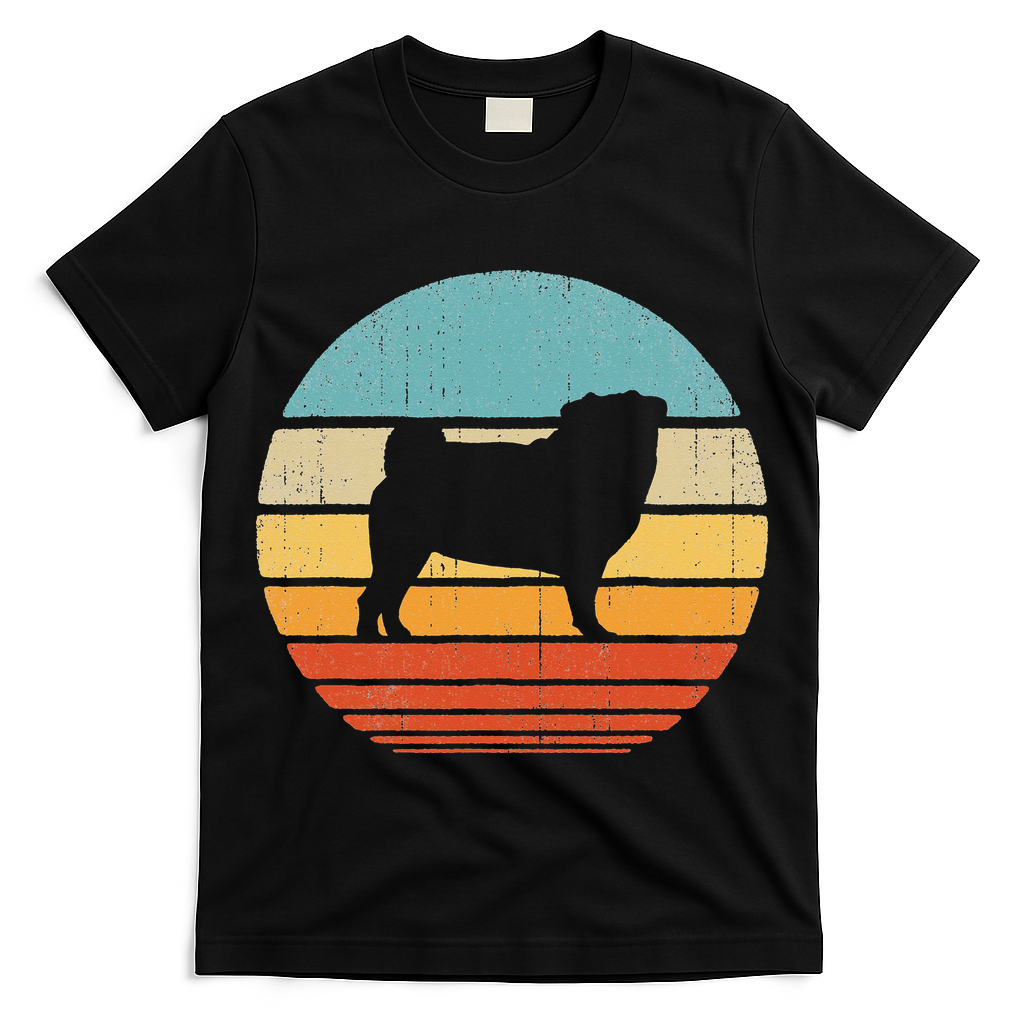 Pug Retro Vintage 60s 70s Sunset Dog Lovers  T-Shirt