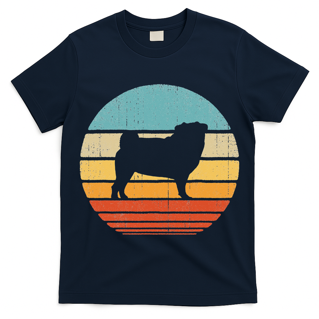 Pug Retro Vintage 60s 70s Sunset Dog Lovers  T-Shirt
