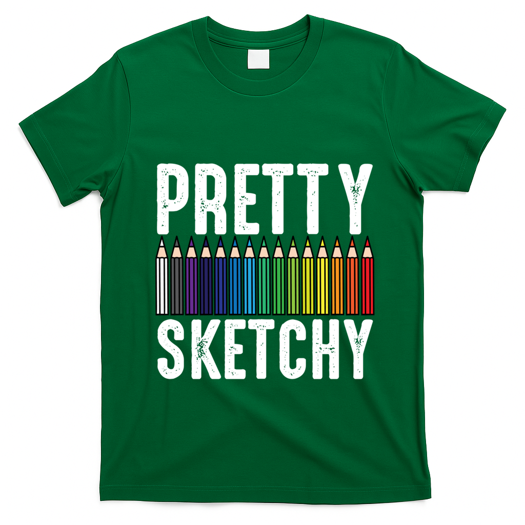 Pretty Sketchy Color Pencils Cool Painter Artist Art Teacher Cool Gift T-Shirt - Irish Green