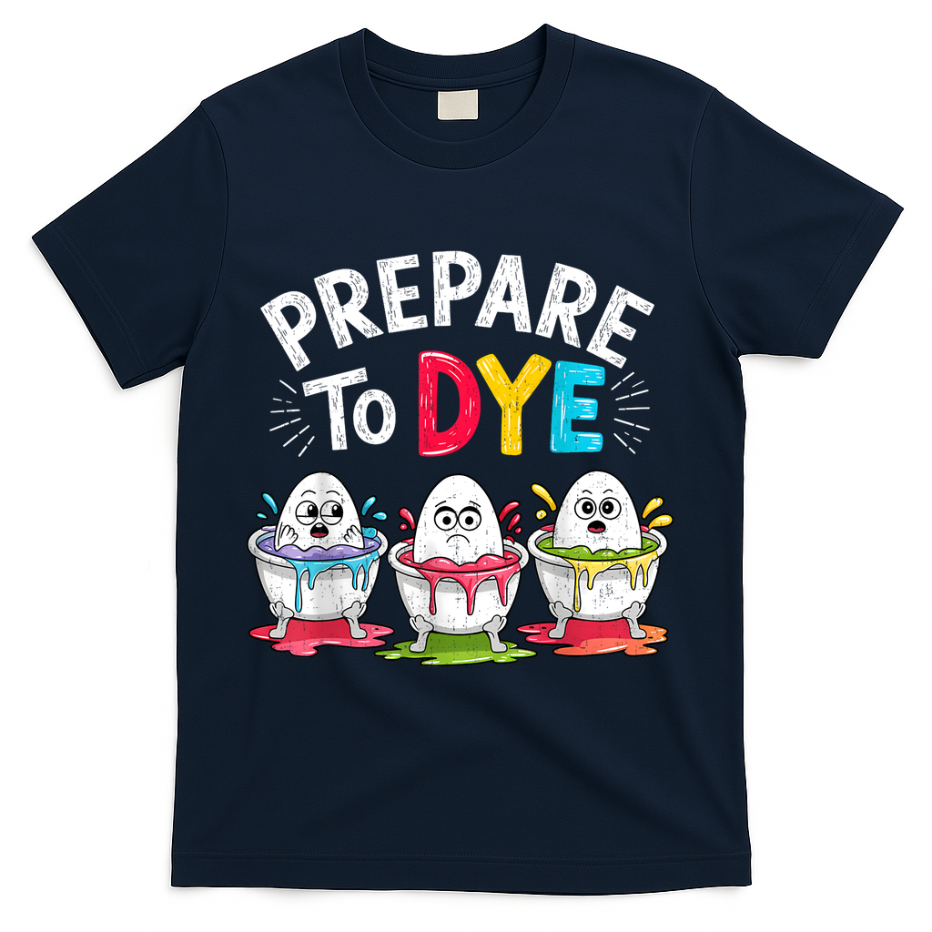 Prepare To Dye Funny Easter Eggs T-Shirt - Navy