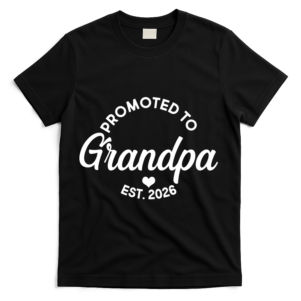 Promoted To Grandpa EST 2026 T-Shirt - Black