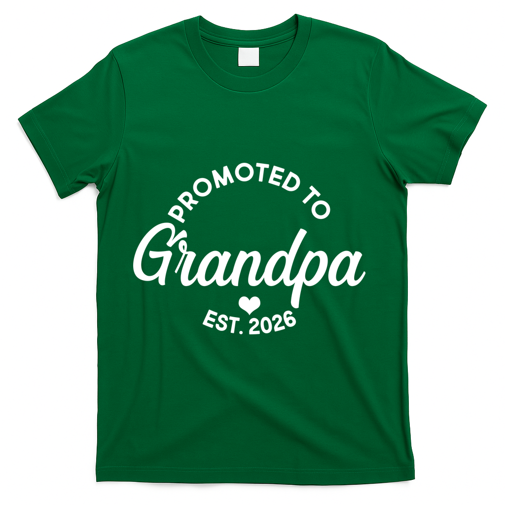 Promoted To Grandpa EST 2026 T-Shirt - Green