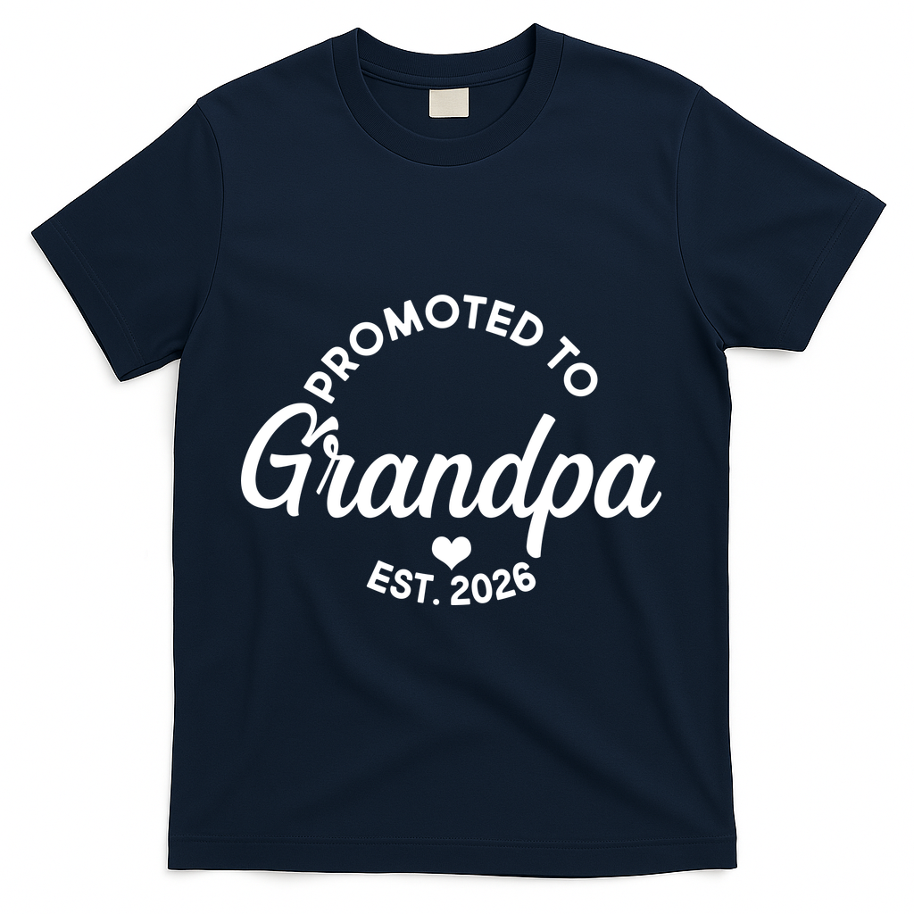 Promoted To Grandpa EST 2026 T-Shirt - Navy