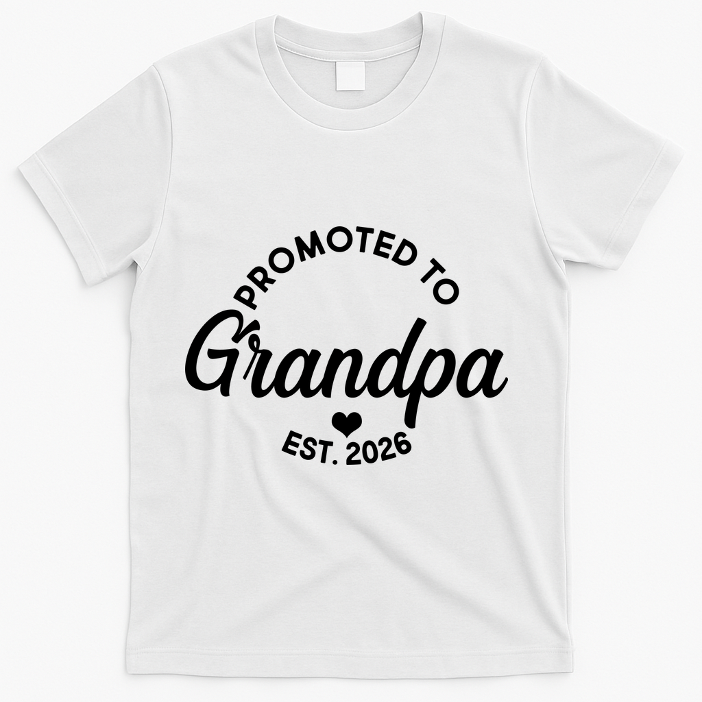 Promoted To Grandpa EST 2026 T-Shirt - White
