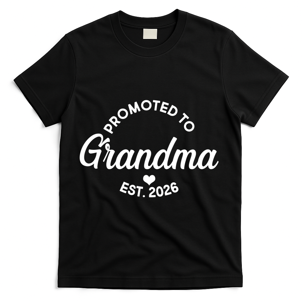 Promoted To Grandma EST 2026 T-Shirt - Black