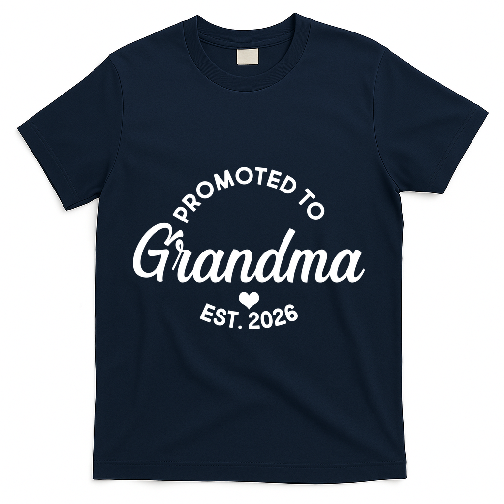 Promoted To Grandma EST 2026 T-Shirt - Navy