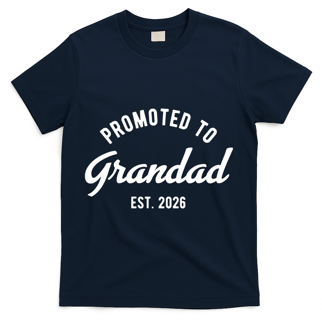 Promoted To Grandad 2026 T-Shirt - Navy
