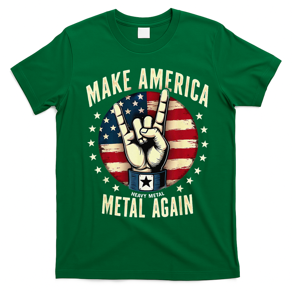 Patriotic Trump Rock Hand Make America Metal Again T-Shirt - Irish Green