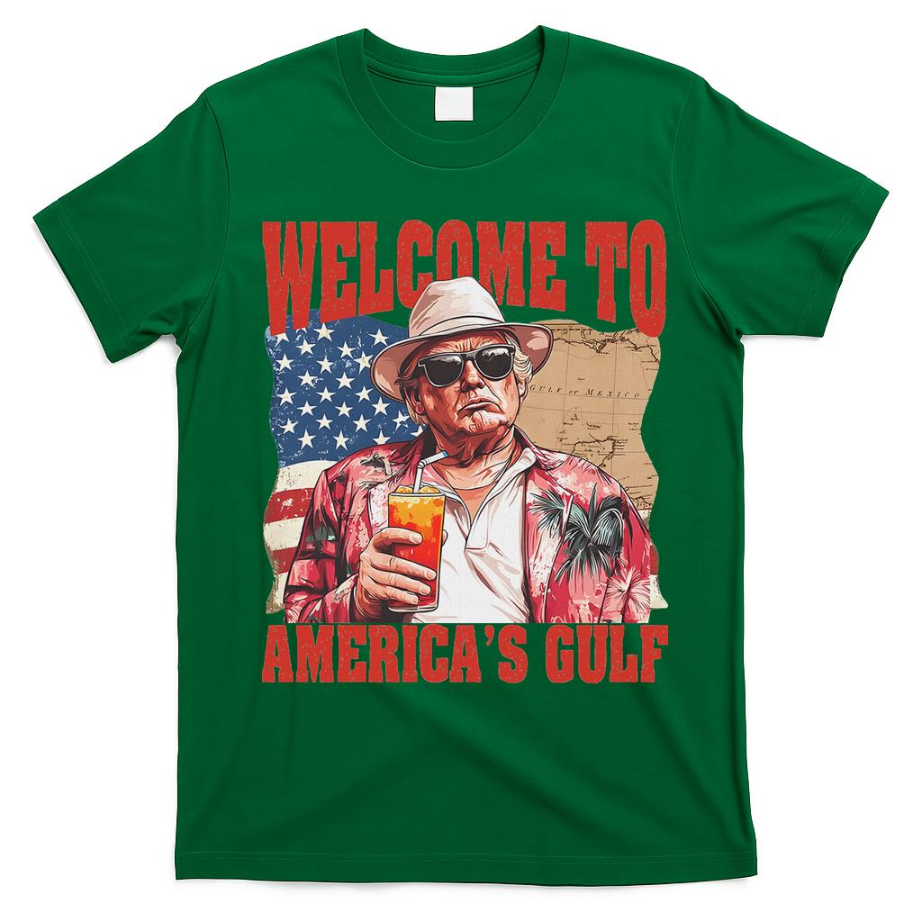 President Trump Welcome To AmericaS Gulf Mexico T-Shirt - Irish Green