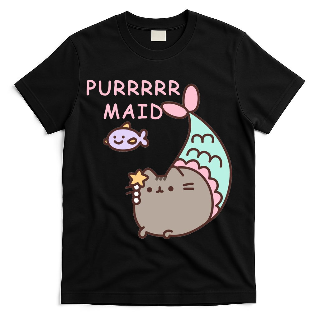 Purrrrr Maid Funny Cute Cat Mermaid T-Shirt