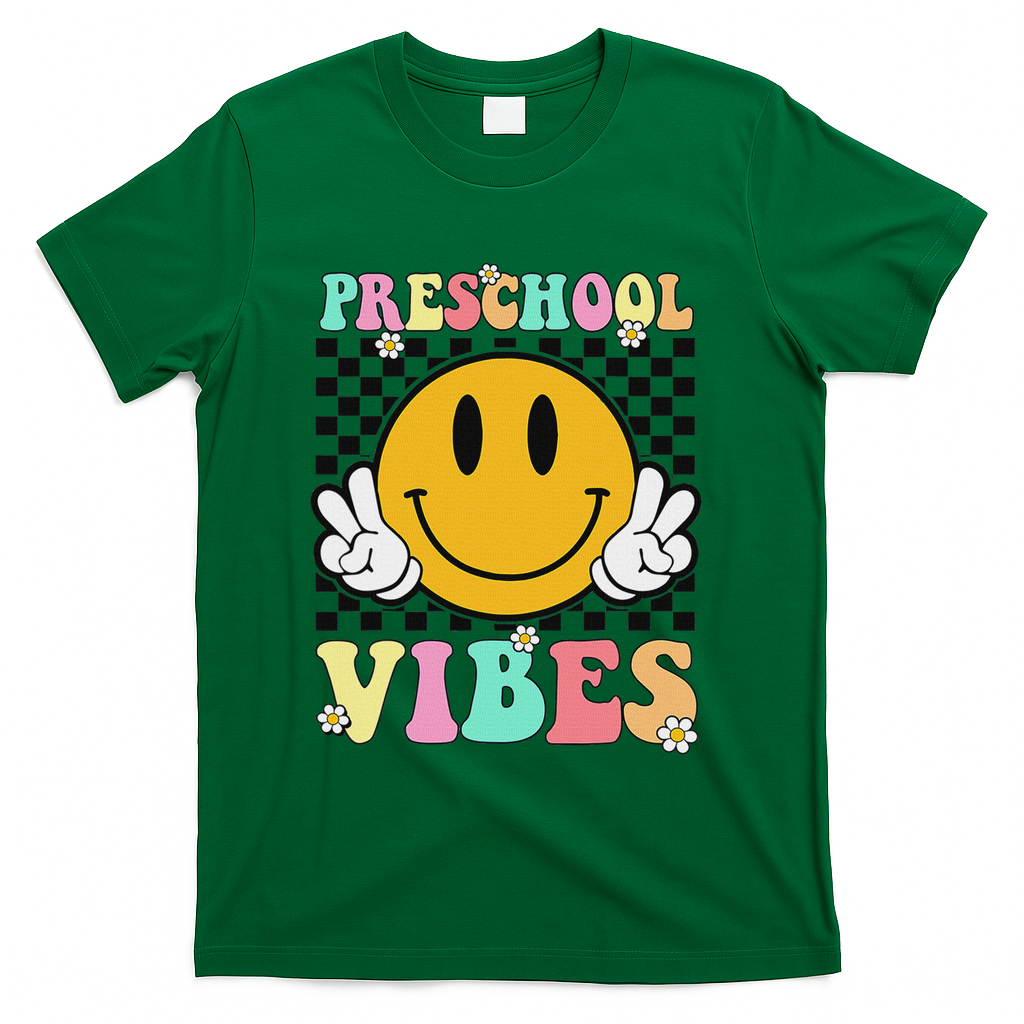 Preschool Vibes Back To School First Day Teachers T-Shirt - Green