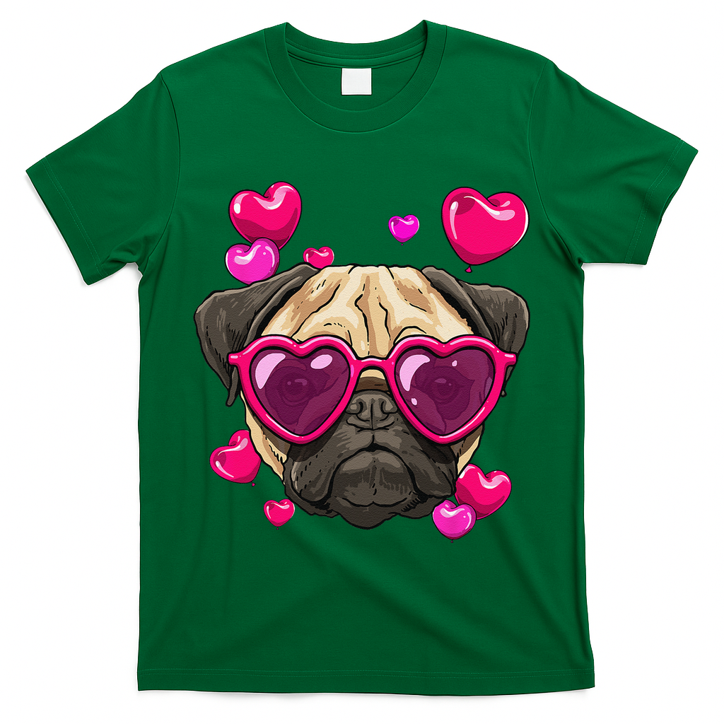 Pug Valentines Day Heart Pug Dog Lover T-Shirt