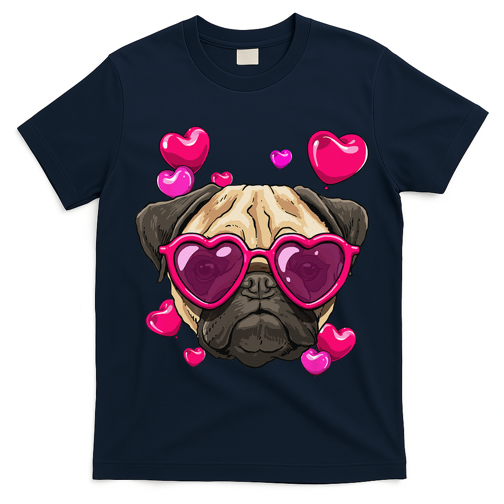 Pug Valentines Day Heart Pug Dog Lover T-Shirt