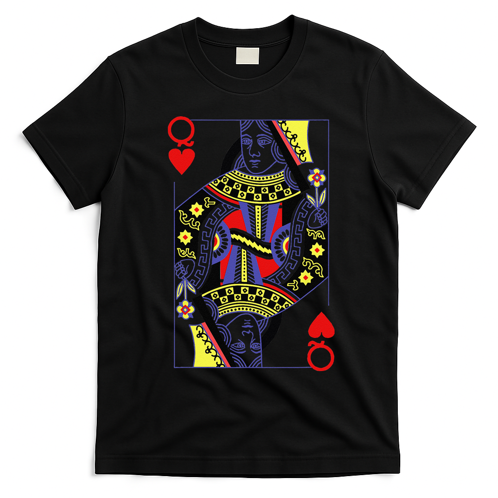 Queen Of Hearts Deck Of Cards Playing Cards Halloween Poker T-Shirt - Black