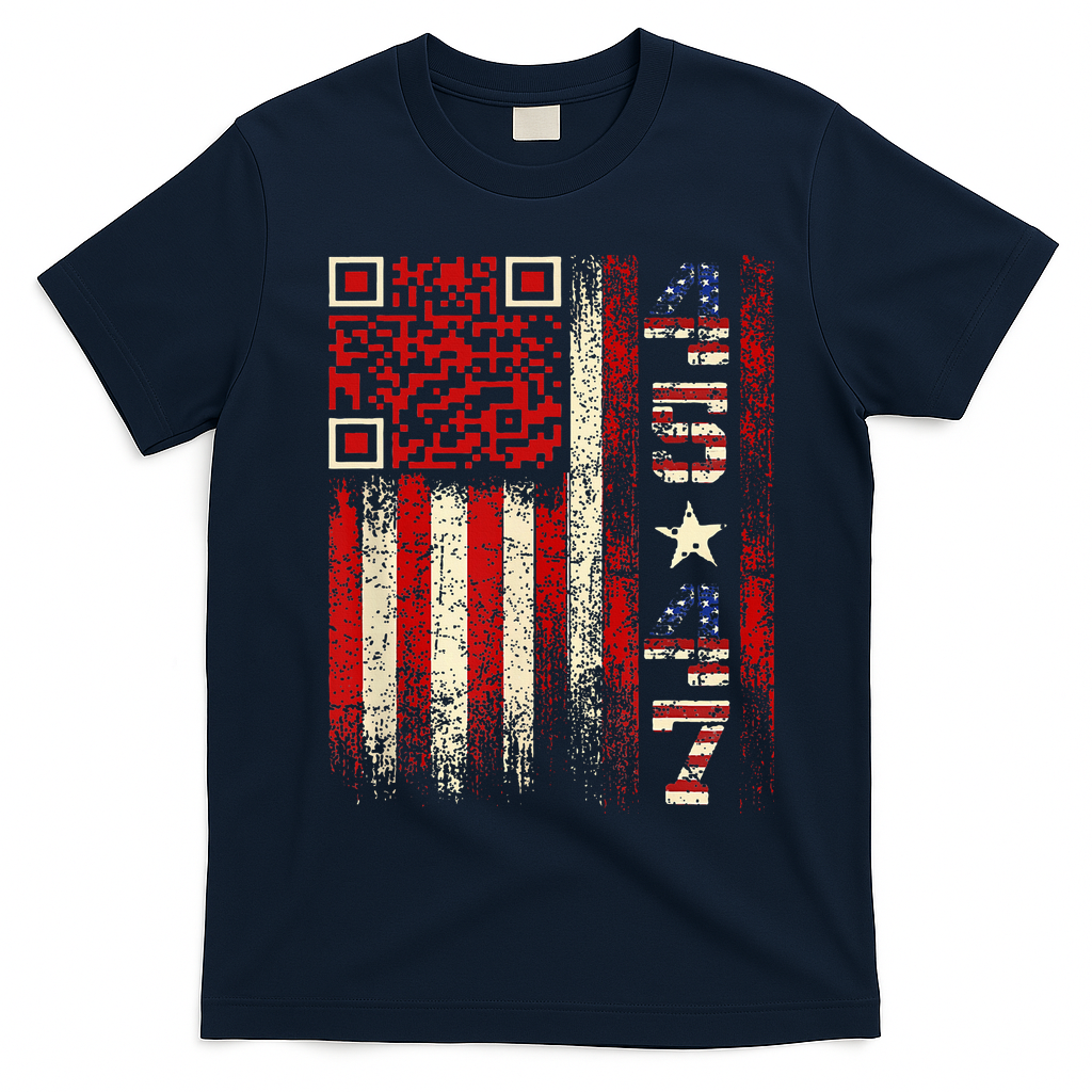 Qr Scan Me President Trump 4547 Trump Dancing Code T-Shirt - Navy Blue
