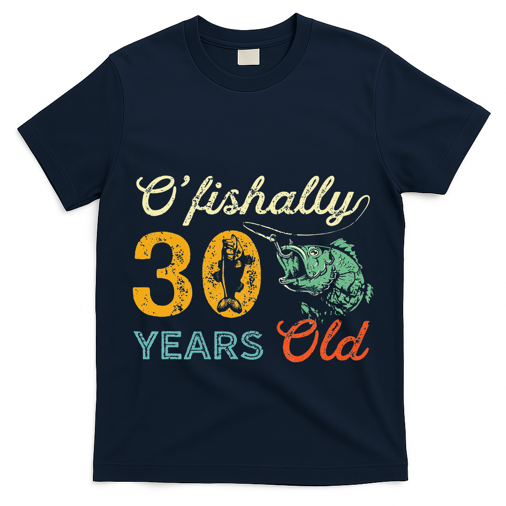 Retro 30th Birthday Fishing Gift Turning 30 Bass Fisherman T-Shirt