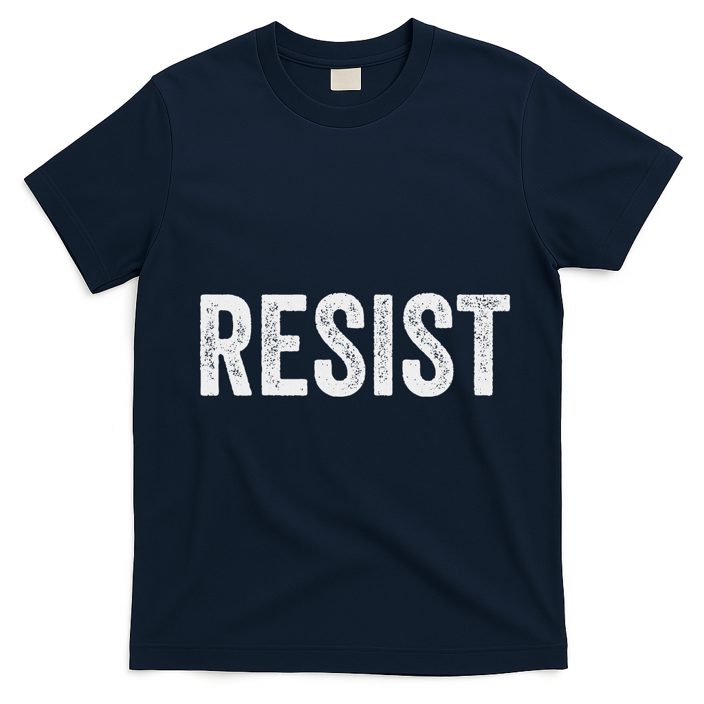 Resist Anti Trump Protest March Political Defiant T-Shirt - Navy Blue