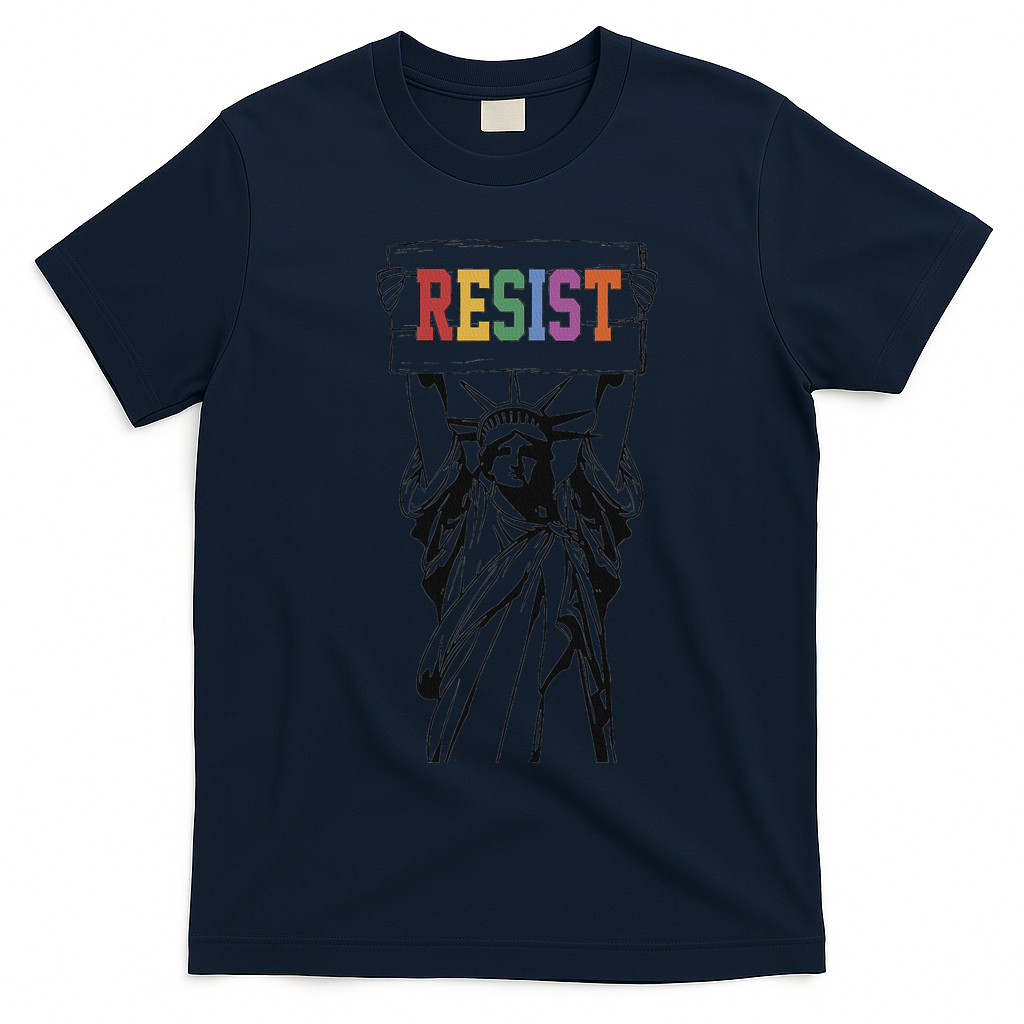 Resist Anti Trump Political Protest T-Shirt - Navy Blue