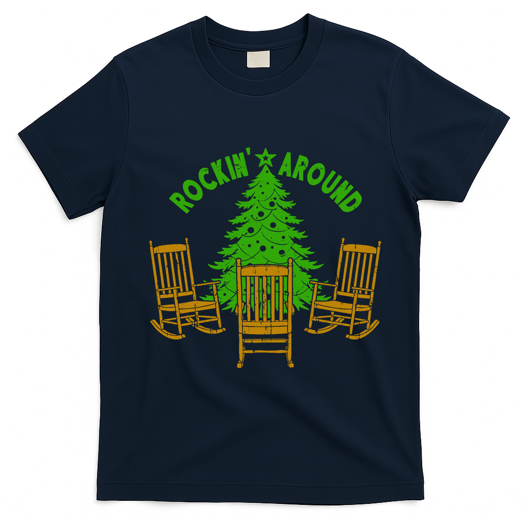 Rockin Around The Christmas Tree T-Shirt - Navy Blue