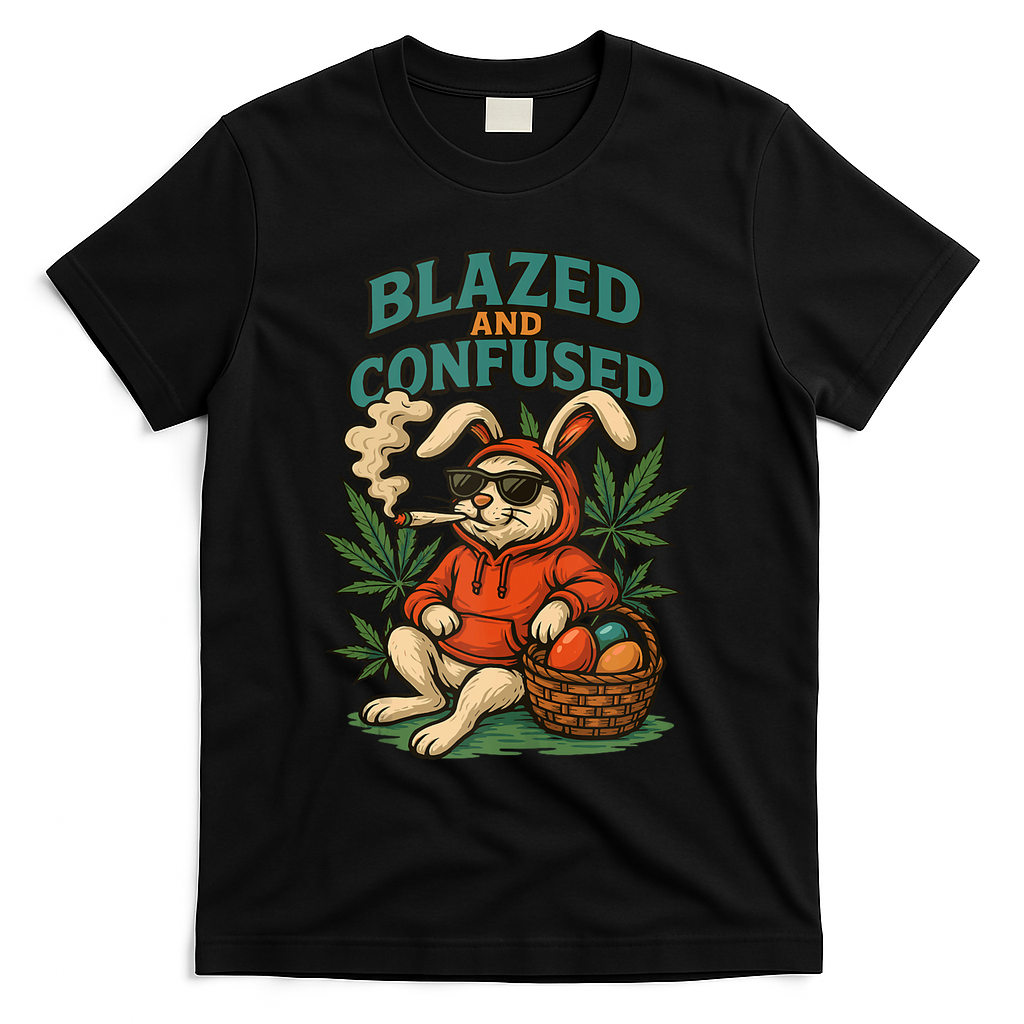Rabbit Blazed And Confused Cool Bunny Easter Day 420 Tank Top T-Shirt - Black