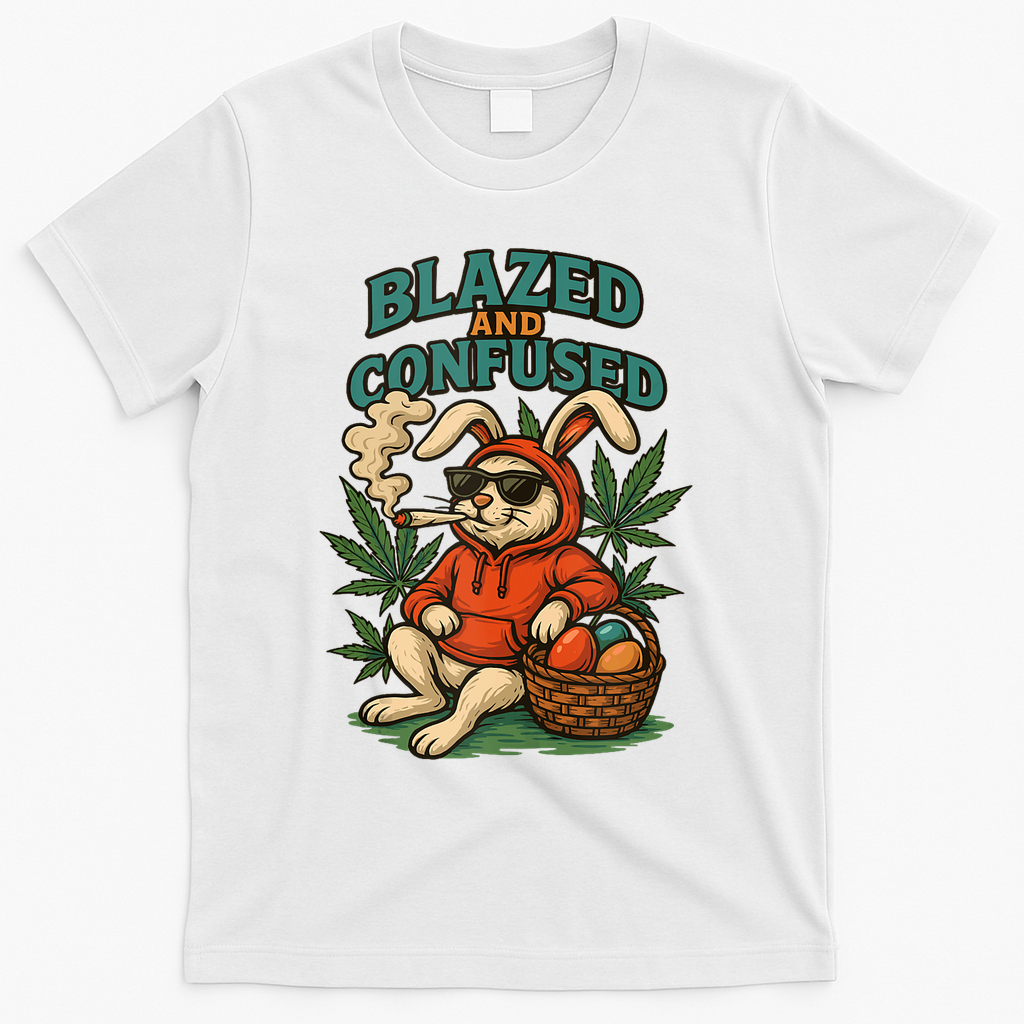 Rabbit Blazed And Confused Cool Bunny Easter Day 420 Tank Top T-Shirt - White