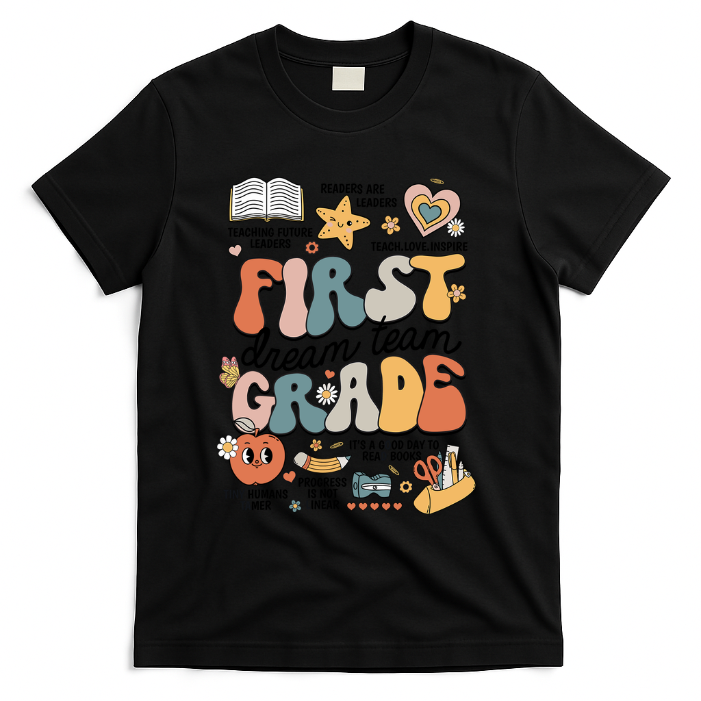 Retro Bye Bruh First Grade Happy Last Day Of School T-Shirt - Black